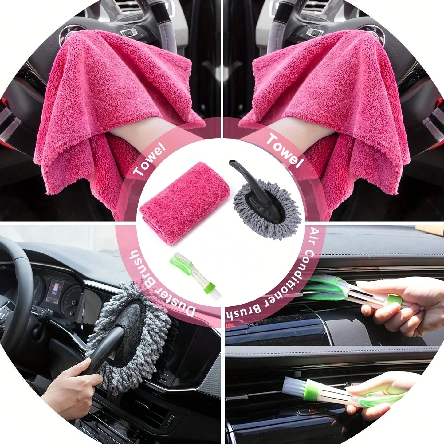 Complete Car Wash Cleaning Tool Kit, Car Wash Bag, Equipped With Vacuum Cleaner, Brushes, Windshield Cleaning Tools, Durable Dust Remover, Towels, 19 Professional Interior Car Care Tools, High-Quality