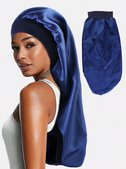 CONFLASS Wide Band Fashion Quick-Dry Long Solid Color Satin Hair Bonnet, Soft Elastic Satin Sleep Cap, Silk Headband Suitable For Women's Hair, Suitable For Curly Or Long Hair Women To Wear, Suitable