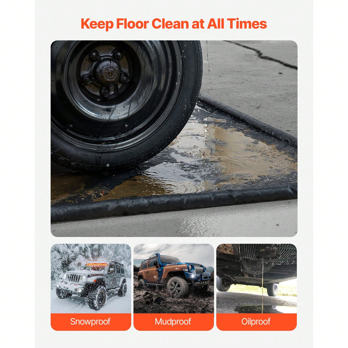 Containment Mat, 8 Ft 6 In X 20 Ft, Non-Slip PVC Garage Floor Mat With A Cleaning Squeegee, Heavy Duty Durable Waterproof Protection From Snow, Rain And Mud For Cars SUVs Trucks Parking, Black