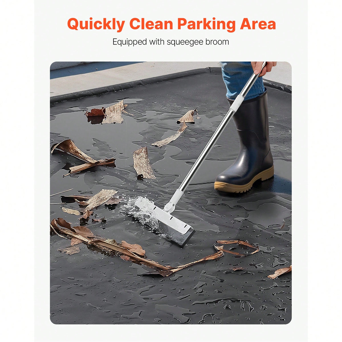 Containment Mat, 8 Ft 6 In X 20 Ft, Non-Slip PVC Garage Floor Mat With A Cleaning Squeegee, Heavy Duty Durable Waterproof Protection From Snow, Rain And Mud For Cars SUVs Trucks Parking, Black