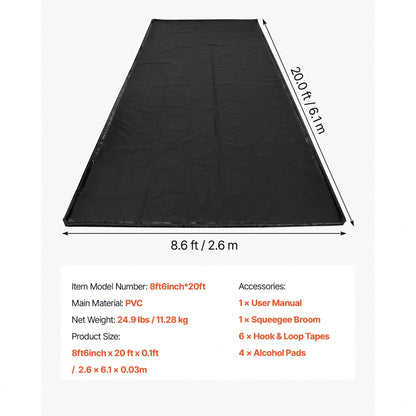 Containment Mat, 8 Ft 6 In X 20 Ft, Non-Slip PVC Garage Floor Mat With A Cleaning Squeegee, Heavy Duty Durable Waterproof Protection From Snow, Rain And Mud For Cars SUVs Trucks Parking, Black