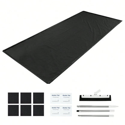 Containment Mat, 8 Ft 6 In X 20 Ft, Non-Slip PVC Garage Floor Mat With A Cleaning Squeegee, Heavy Duty Durable Waterproof Protection From Snow, Rain And Mud For Cars SUVs Trucks Parking, Black