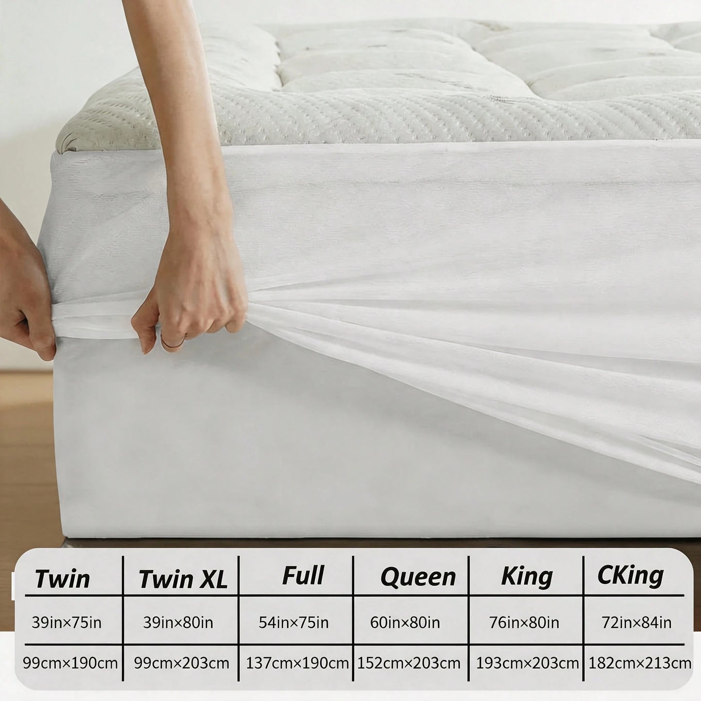 Cool Bamboo Mattress Topper- Breathable Bamboo Fiber & Microfiber Fill, 8-21" Deep Pocket Bed Cover With Green Quilted Design Soft Plush Noiseless Alternative Fill