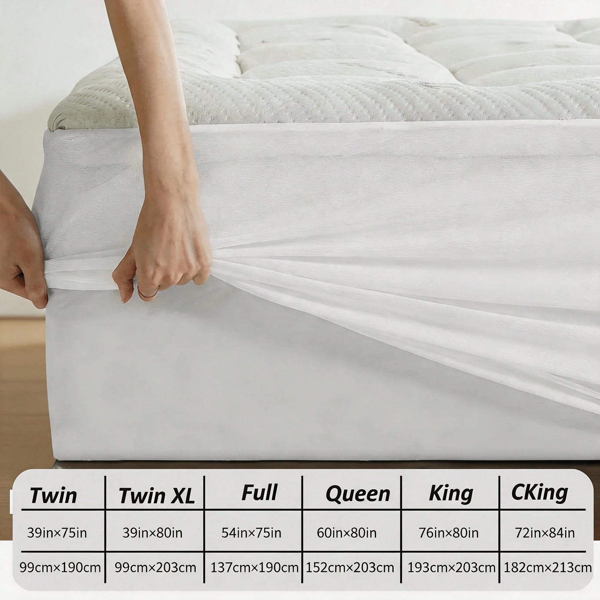 Cool Bamboo Mattress Topper- Breathable Bamboo Fiber & Microfiber Fill, 8-21" Deep Pocket Bed Cover With Green Quilted Design Soft Plush Noiseless Alternative Fill