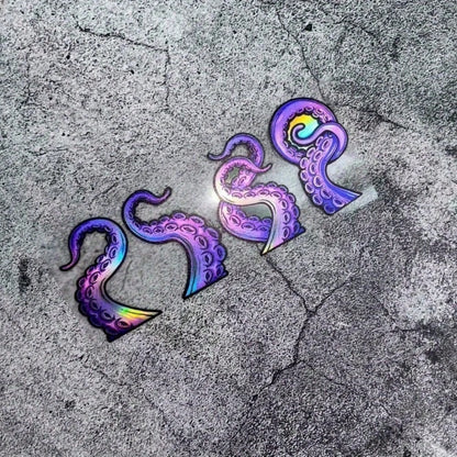 Cool Holographic Octopus Sticker, Unique Marine Creature Style, Durable And Long-Lasting, Suitable For Luggage, Skateboard And Other Items, A Bright Choice For Street Decoration.