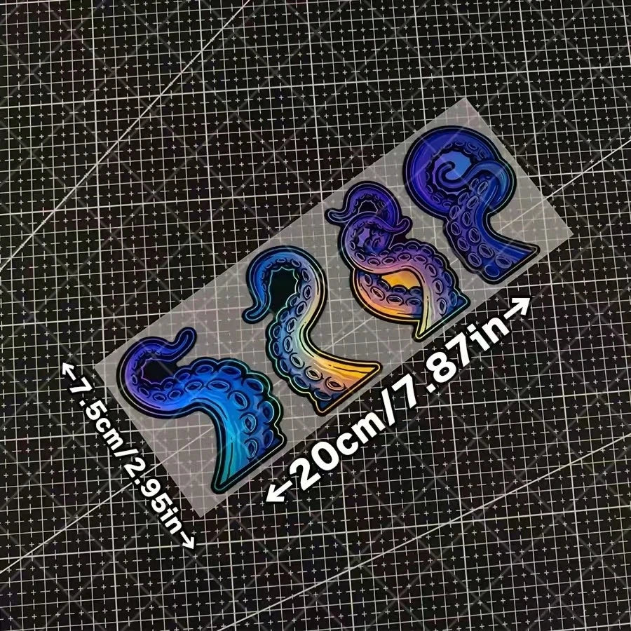 Cool Holographic Octopus Sticker, Unique Marine Creature Style, Durable And Long-Lasting, Suitable For Luggage, Skateboard And Other Items, A Bright Choice For Street Decoration.