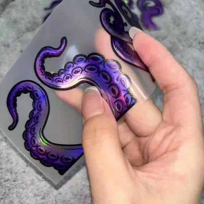 Cool Holographic Octopus Sticker, Unique Marine Creature Style, Durable And Long-Lasting, Suitable For Luggage, Skateboard And Other Items, A Bright Choice For Street Decoration.