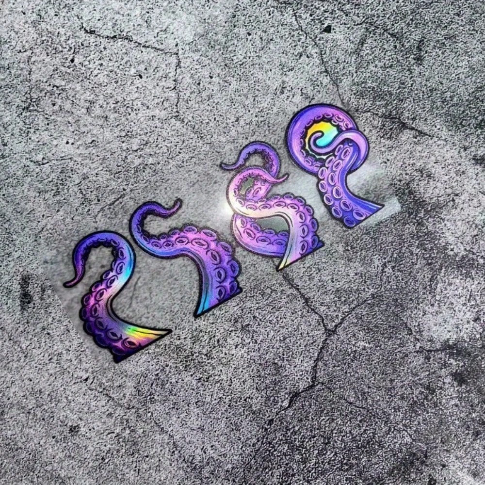 Cool Holographic Octopus Sticker, Unique Marine Creature Style, Durable And Long-Lasting, Suitable For Luggage, Skateboard And Other Items, A Bright Choice For Street Decoration.