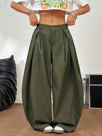 Coolane Women's Oversized Punk 90s Y2k 2000s 70s Casual Autumn Trousers Black And White Striped Checkered Graphic Loose Fit Tailored Pants Back-To-School