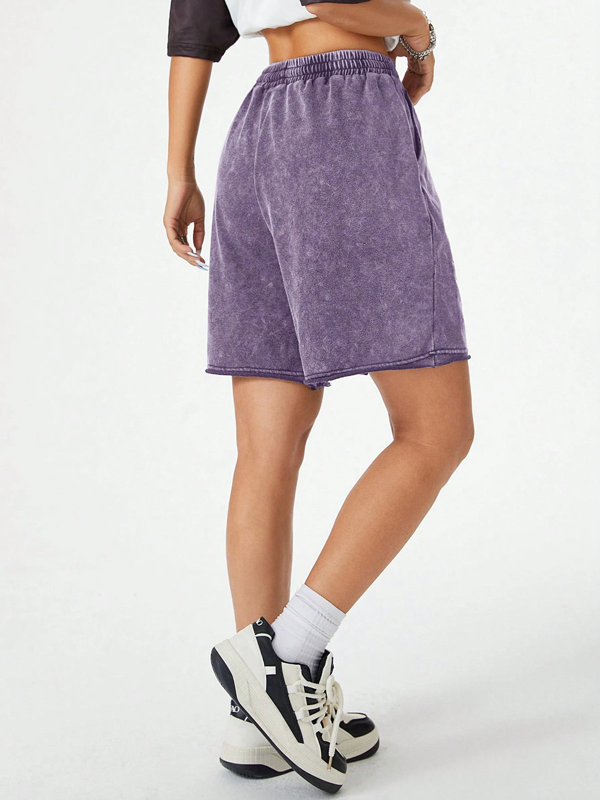 Coolane Women's Streetwear Vintage Dirty Washed Grunge Track Shorts