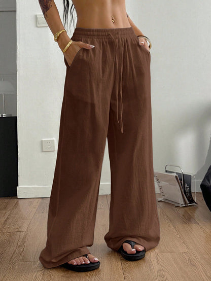 Coolane Women's Summer Country Concert Going Out Beach Boho Basic Minimalist Washed 100%Cotton White Pants Curved Hem Pants Cotton Pants,Fall