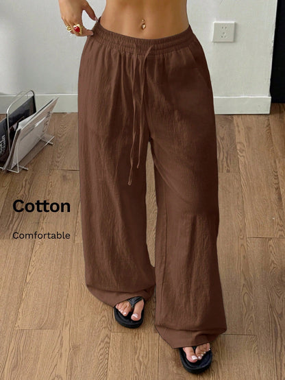 Coolane Women's Summer Country Concert Going Out Beach Boho Basic Minimalist Washed 100%Cotton White Pants Curved Hem Pants Cotton Pants,Fall