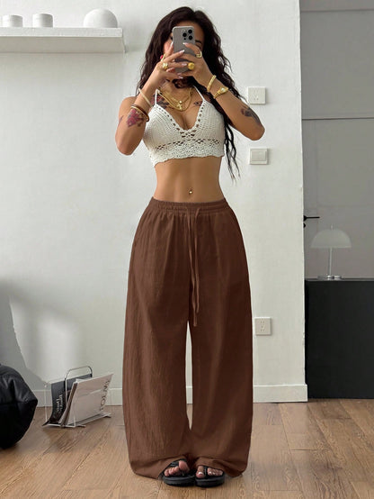 Coolane Women's Summer Country Concert Going Out Beach Boho Basic Minimalist Washed 100%Cotton White Pants Curved Hem Pants Cotton Pants,Fall