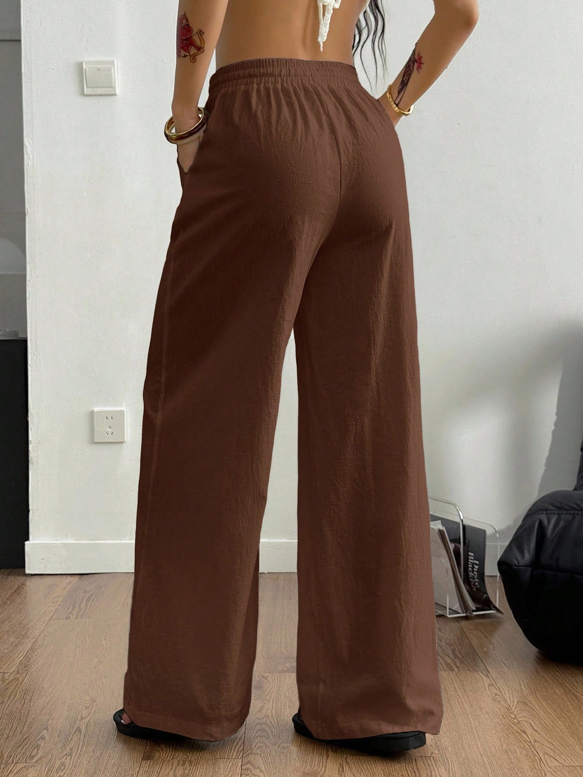 Coolane Women's Summer Country Concert Going Out Beach Boho Basic Minimalist Washed 100%Cotton White Pants Curved Hem Pants Cotton Pants,Fall