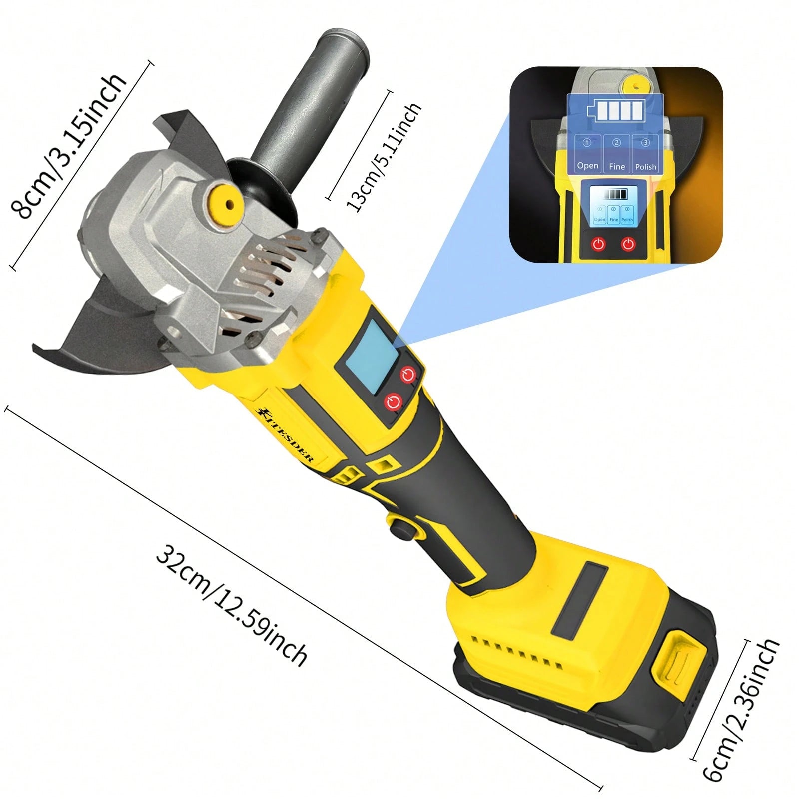 Cordless Angle Grinder With 2.0Ah Battery, A Multi-Purpose Machine. 20V Brushless Motor 4-1/2" 11000 RPM, 6 Dics For Cutting, Grinding And Polishing