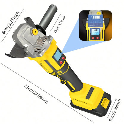 Cordless Angle Grinder With 2.0Ah Battery, A Multi-Purpose Machine. 20V Brushless Motor 4-1/2" 11000 RPM, 6 Dics For Cutting, Grinding And Polishing