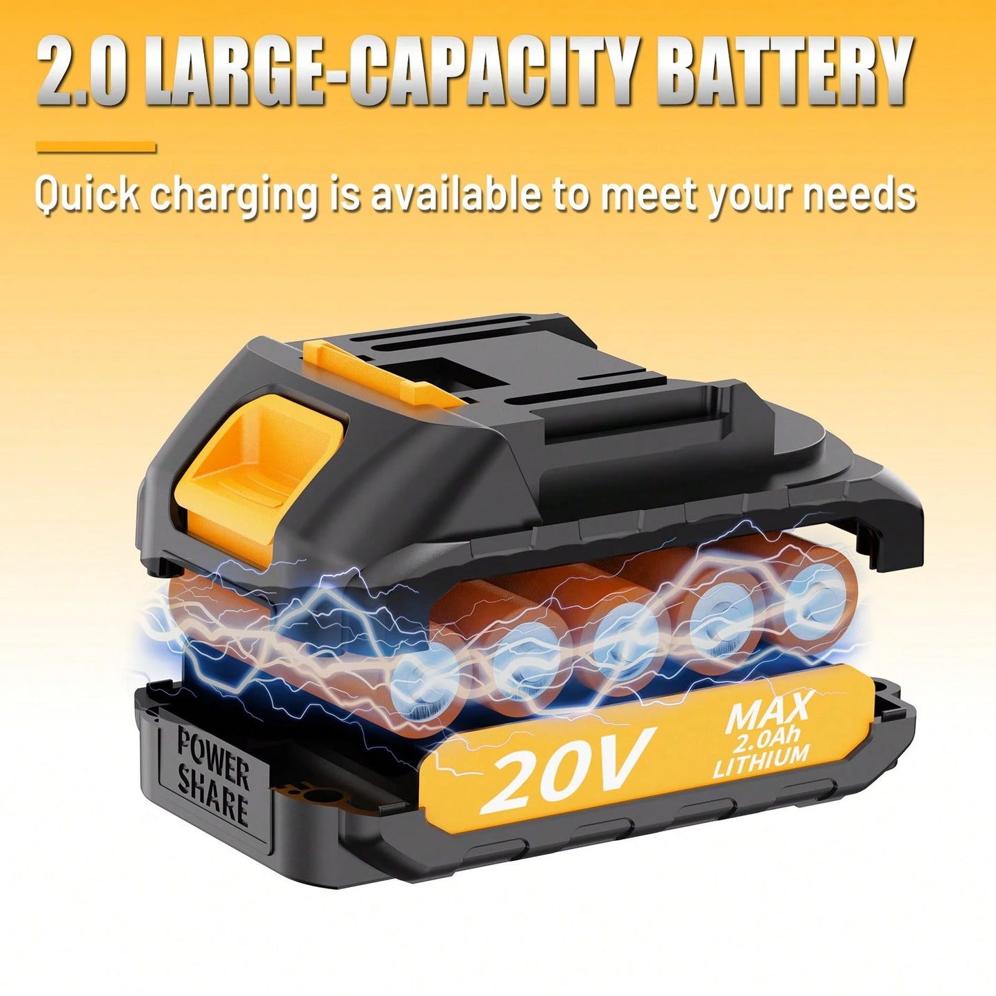 Cordless Angle Grinder With 2.0Ah Battery, A Multi-Purpose Machine. 20V Brushless Motor 4-1/2" 11000 RPM, 6 Dics For Cutting, Grinding And Polishing