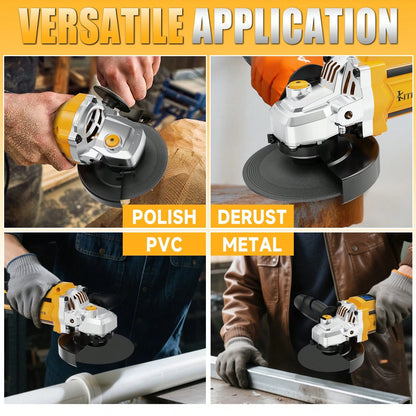 Cordless Angle Grinder With 2.0Ah Battery, A Multi-Purpose Machine. 20V Brushless Motor 4-1/2" 11000 RPM, 6 Dics For Cutting, Grinding And Polishing