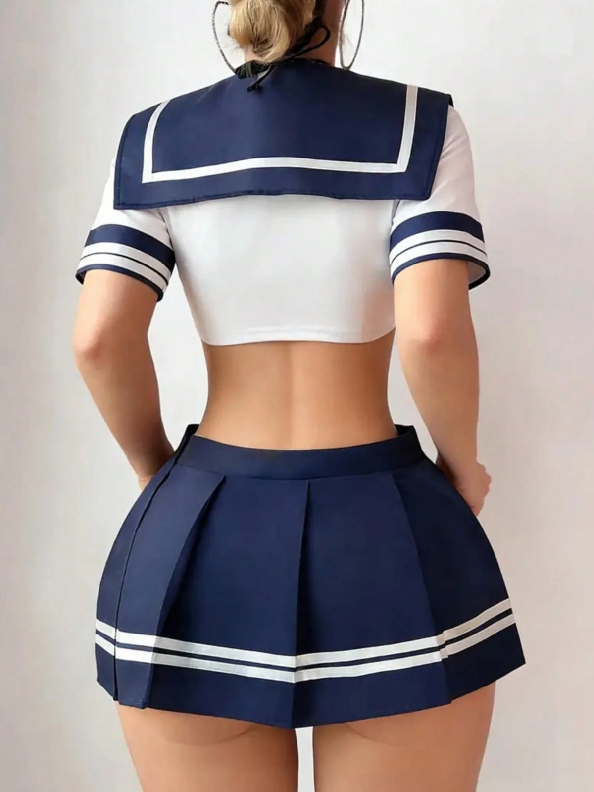 Cosplay School Uniform 3-Piece Set (Top, Pleated Skirt, G-String), Yuzu Party Outfit, Innocent Split Student Uniform, Suitable For Valentine's Day, Halloween, Kawaii Role Play Sailor Suit