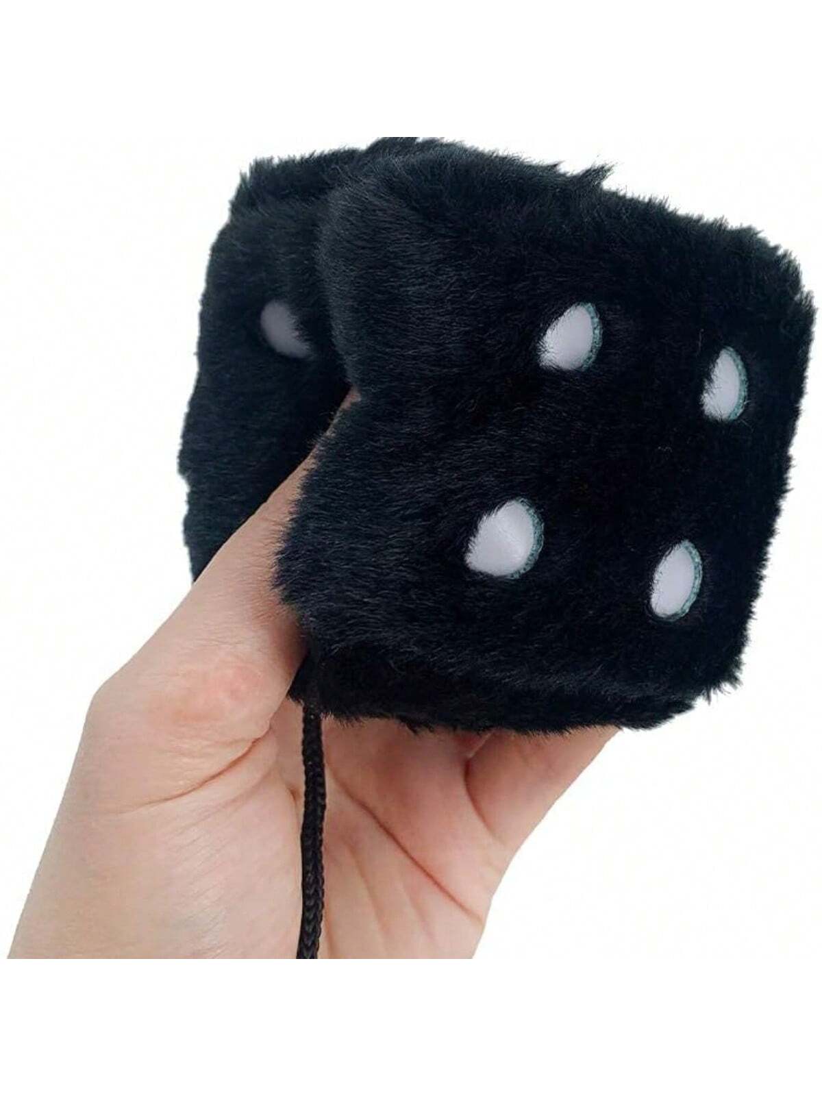Couple Fuzzy Dice With Leather Dots Retro Car Mirror Hanging Accessories For Car Decoration