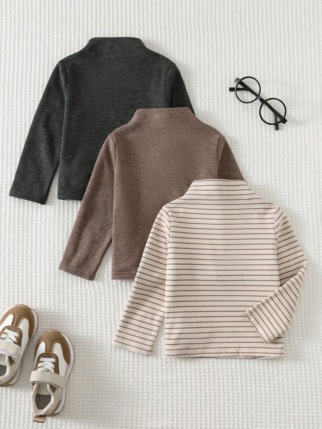 Cozy Pixies Baby Boy Baby Boy Thermal Lined Thick High Neck Long Sleeve T-Shirt Base Layer Knit Top, Fall And Winter Clothes, Comfortable Skin-Friendly Versatile Casual Daily Fashion Cute, Suitable Fo