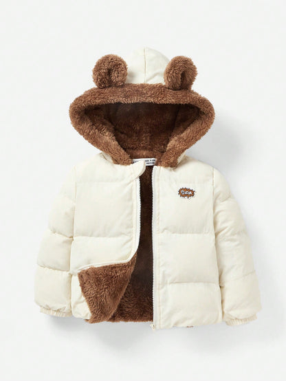 Cozy Pixies Baby Boy Casual Jacket Padded Autumn Coat Thickened With Hood Suitable For Winter
