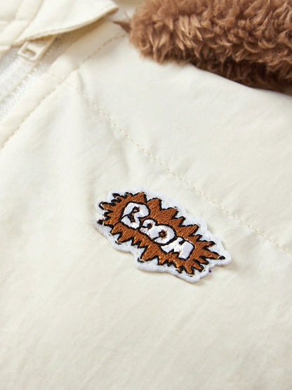Cozy Pixies Baby Boy Casual Jacket Padded Autumn Coat Thickened With Hood Suitable For Winter