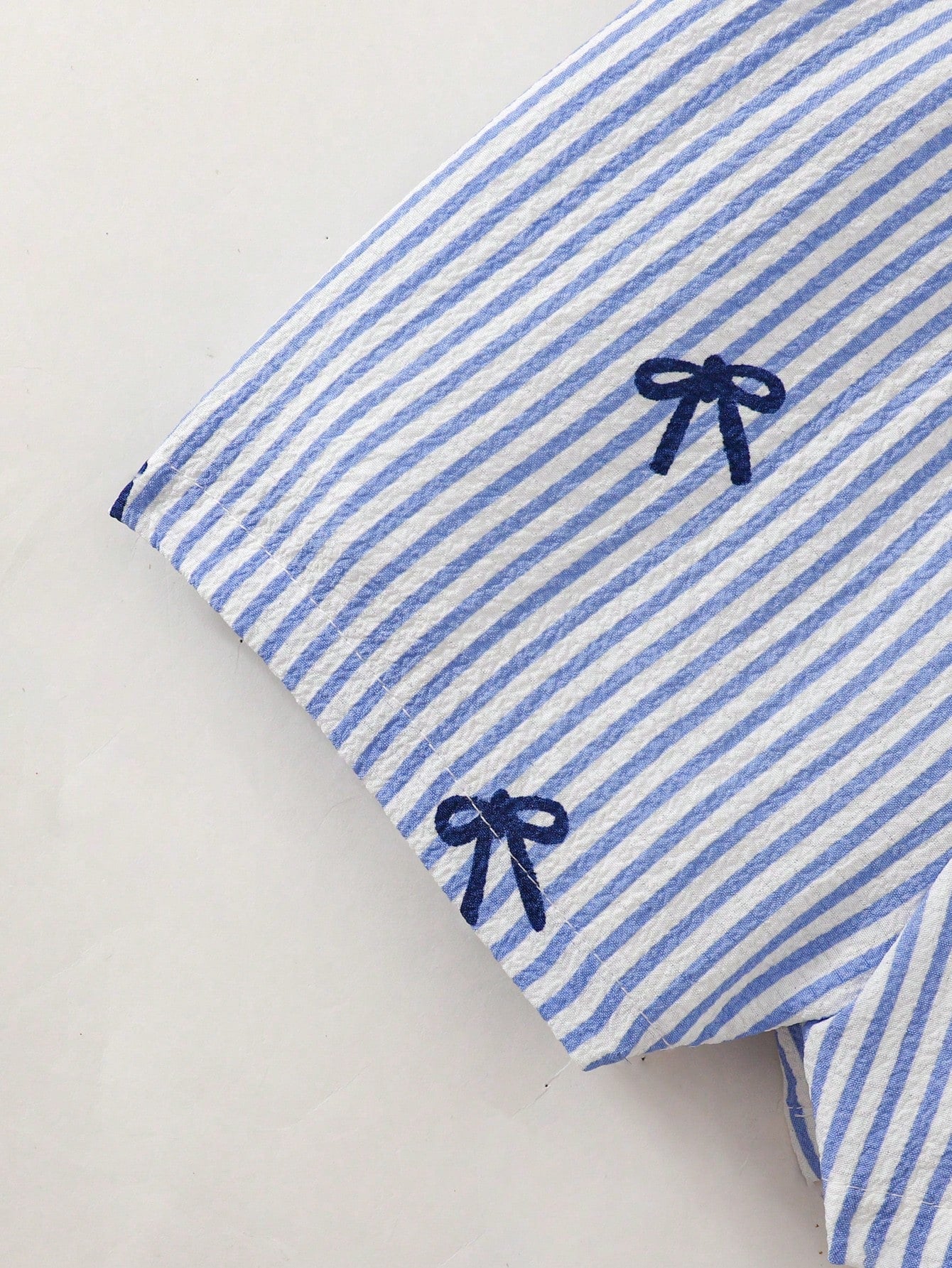 Cozy Pixies Baby Girl Baby Girl Cute Casual Summer Blue & White Striped Bow Strap Romper