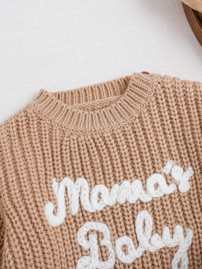 Cozy Pixies Newborn Baby Boy Baby Girl Letter Pattern Knit Soft Crew Neck Long Sleeve Pullover Autumn Top Elastic Waist Long Pants Sweater 2 Pieces Set