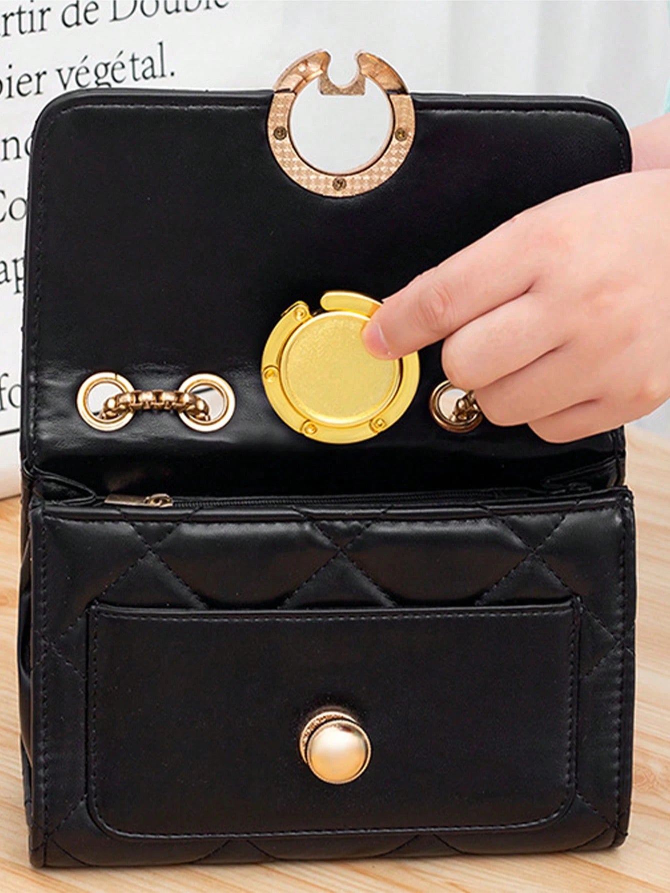 Creative Bag Hanging Rack Handbag Hook Folding Storage Rack Portable Key Ring Alloy Table Hook Hardware Home Organizer,Bag Accessories
