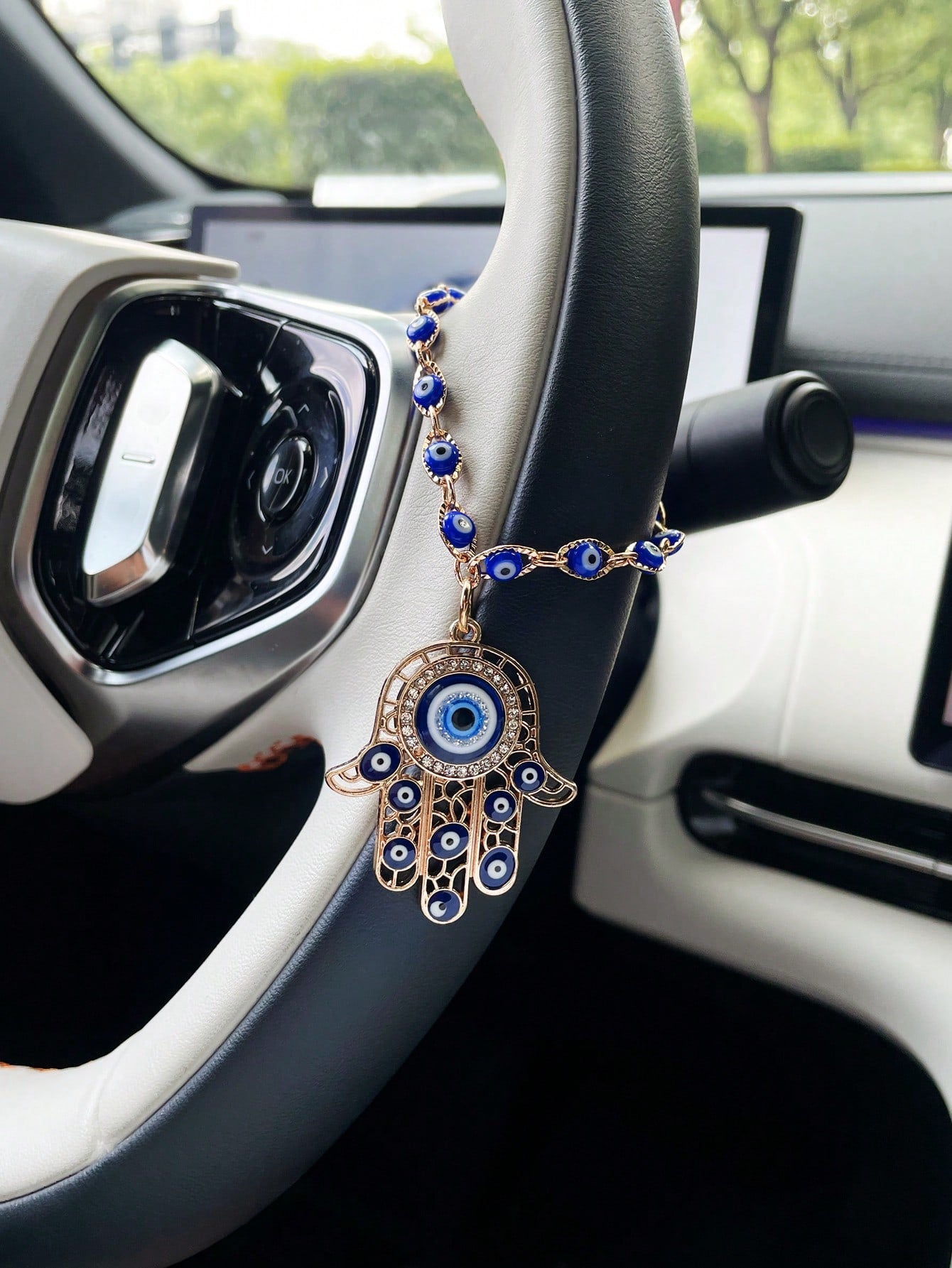 Creative Eye Steering Wheel Decorative Chain, Car Steering Wheel Pendant, Car Interior Decoration Pendant, Car Hanging Ornament