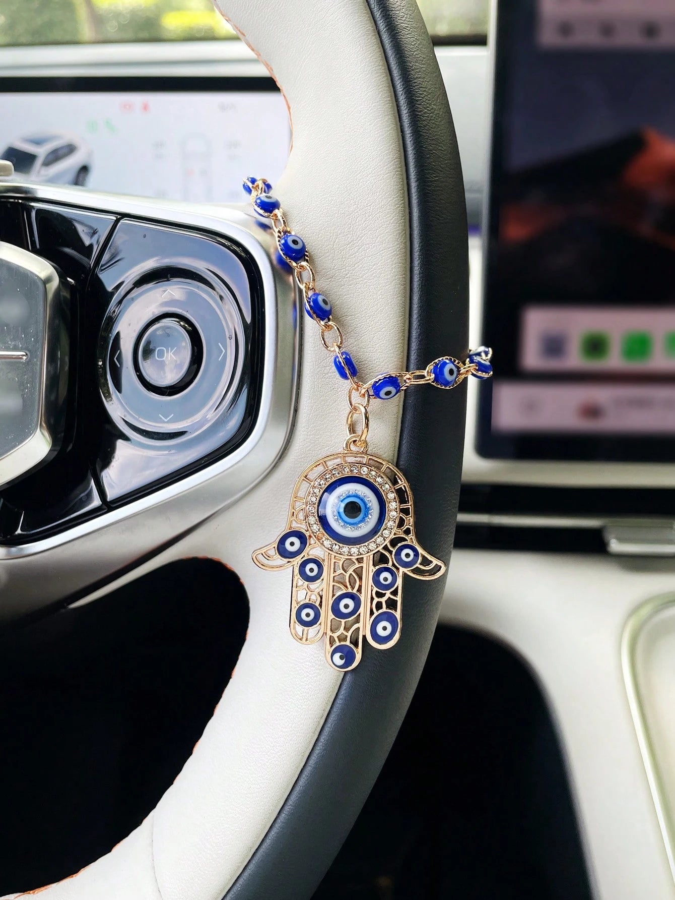 Creative Eye Steering Wheel Decorative Chain, Car Steering Wheel Pendant, Car Interior Decoration Pendant, Car Hanging Ornament