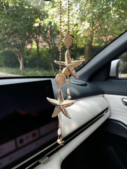 Creative Starfish Car Hanging Ornament, Rearview Mirror Decoration, Car Interior Hanging Decor, Car Rearview Mirror Decorative Pendant
