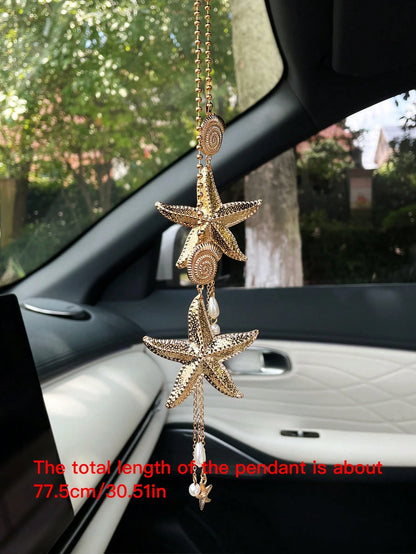 Creative Starfish Car Hanging Ornament, Rearview Mirror Decoration, Car Interior Hanging Decor, Car Rearview Mirror Decorative Pendant