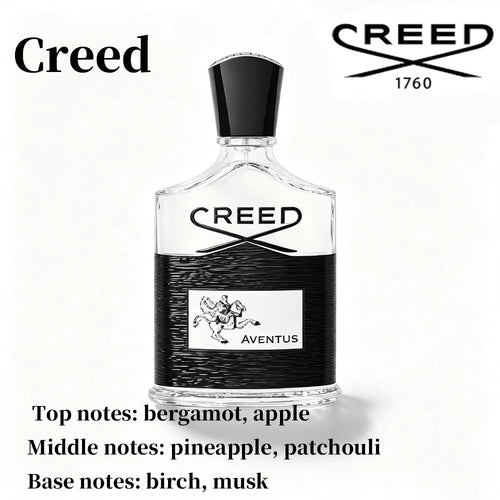 Creed Aventus EDP 100ml Top Notes: Bergamot, Apple Middle Notes: Pineapple, Patchouli Base Notes: Birch, Musk Men's Perfume In A Transparent Textured Black Bottle