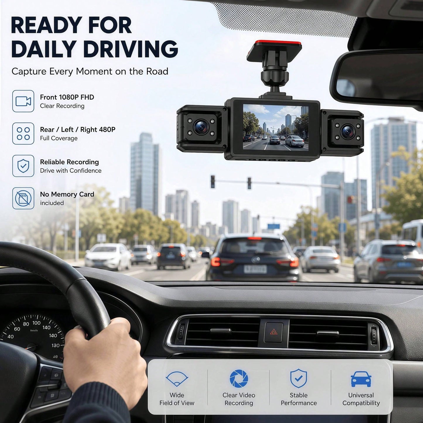 Curear Dashcam + 3-In-1 Data Cable Dashcam