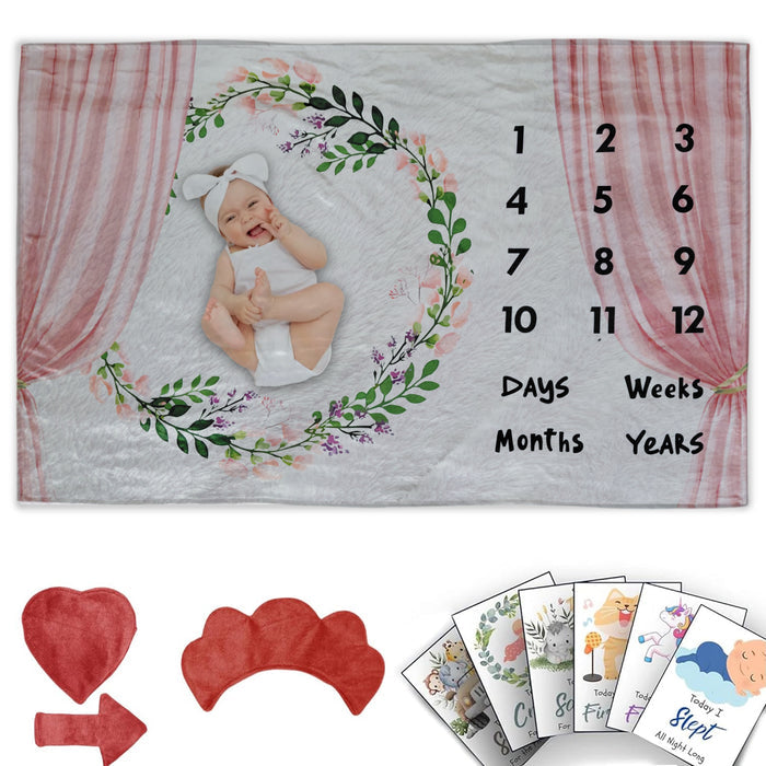 Curtain Raiser - Milestone Blanket Quilt with 6 Milestone Cards and Markers