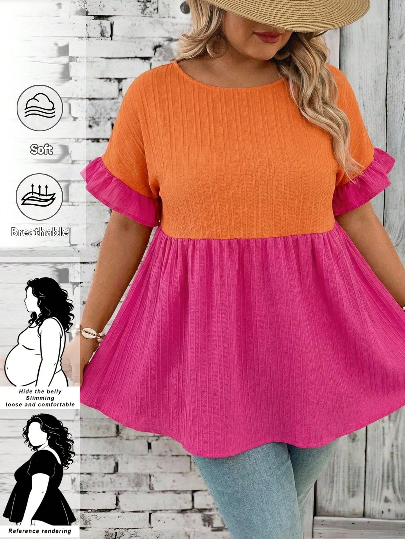 CURVE+ Plus Size Flower Print Casual Vacation Shirt Summer/Country/Beach Vacation/Beach Wear