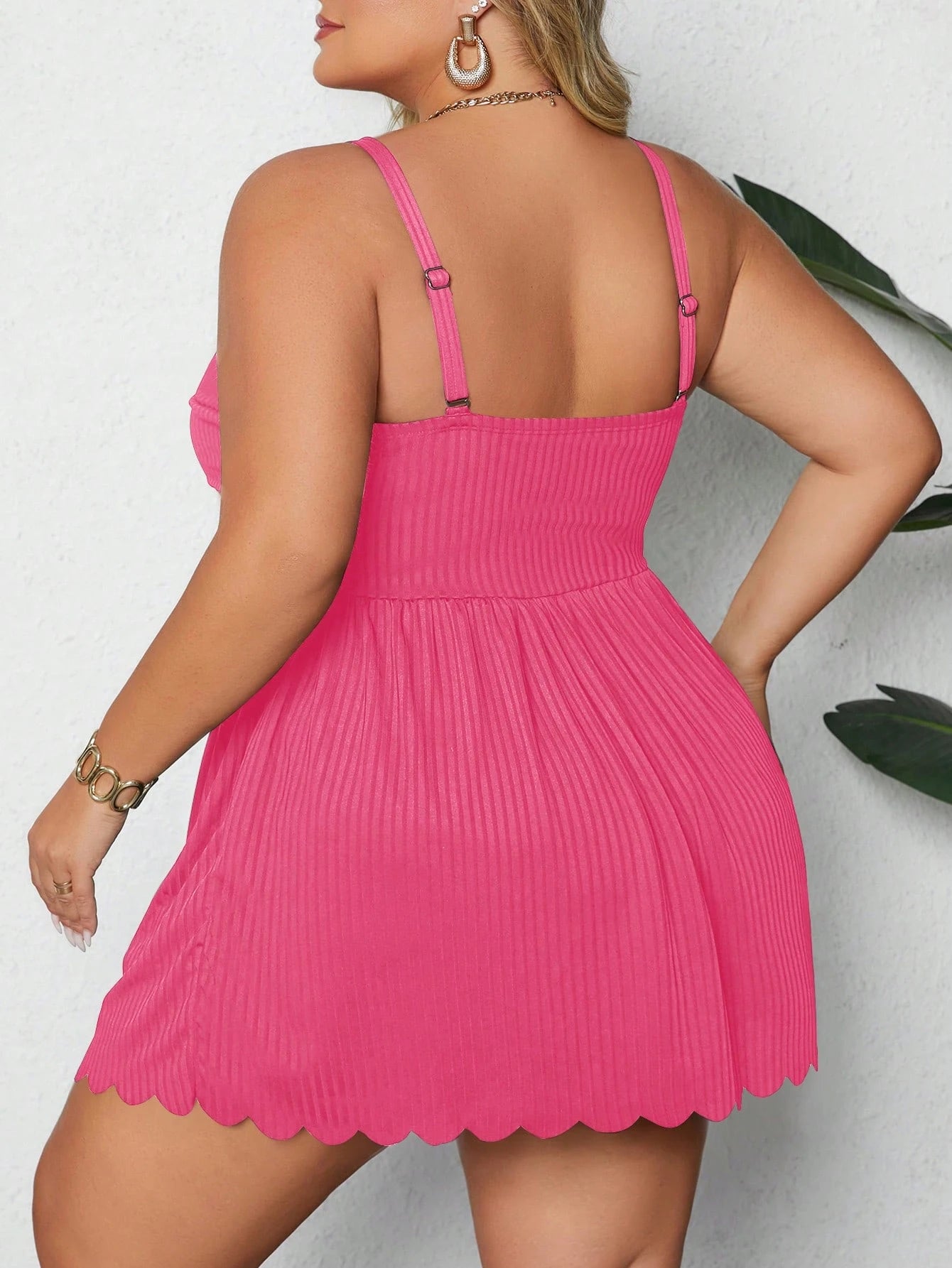 CURVE+ Plus Size Women Ruched Spaghetti Strap Tankini Top And Triangle Bottoms Swimsuit Set