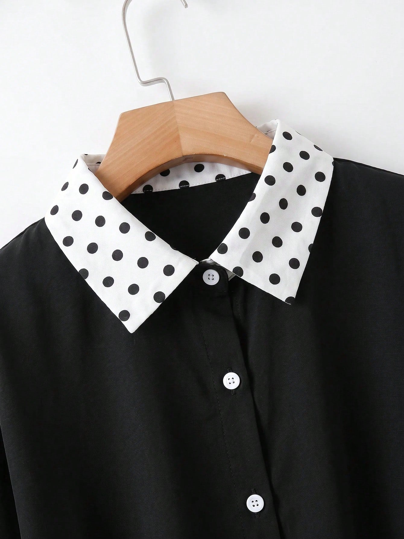 CURVE+ Plus Size Women's Autumn Casual Traditional Teachers' Day Geometric Print Long Sleeve Casual Loose Comfy Shirt,Thanks Office Formal Black