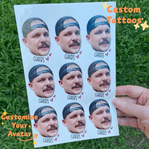 Custom Face Temporary Stickers, Single Party, Birthday, Valentine's Day Gift, Gift For Him, Home Decor, Accessories, Custom Gift, Christmas Beauty Accessories, Fade-Resistant, Wedding