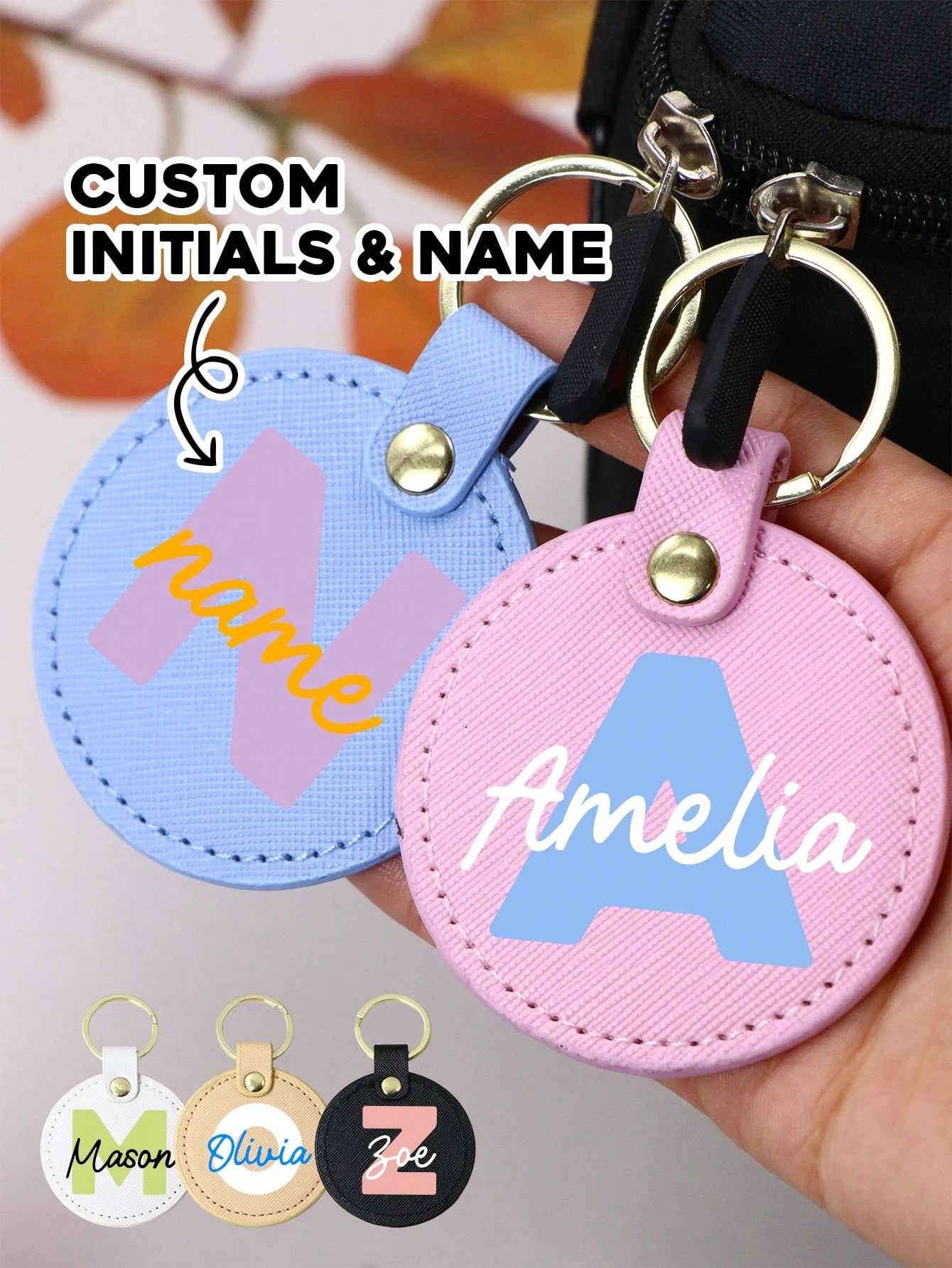 Custom Initial & Name Keychain, Personalized Round Letter Keyring, Unisex, Fashion Bag Charm, Couple Customized Letter Keychain, Anniversary Gift