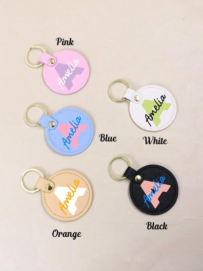 Custom Initial & Name Keychain, Personalized Round Letter Keyring, Unisex, Fashion Bag Charm, Couple Customized Letter Keychain, Anniversary Gift