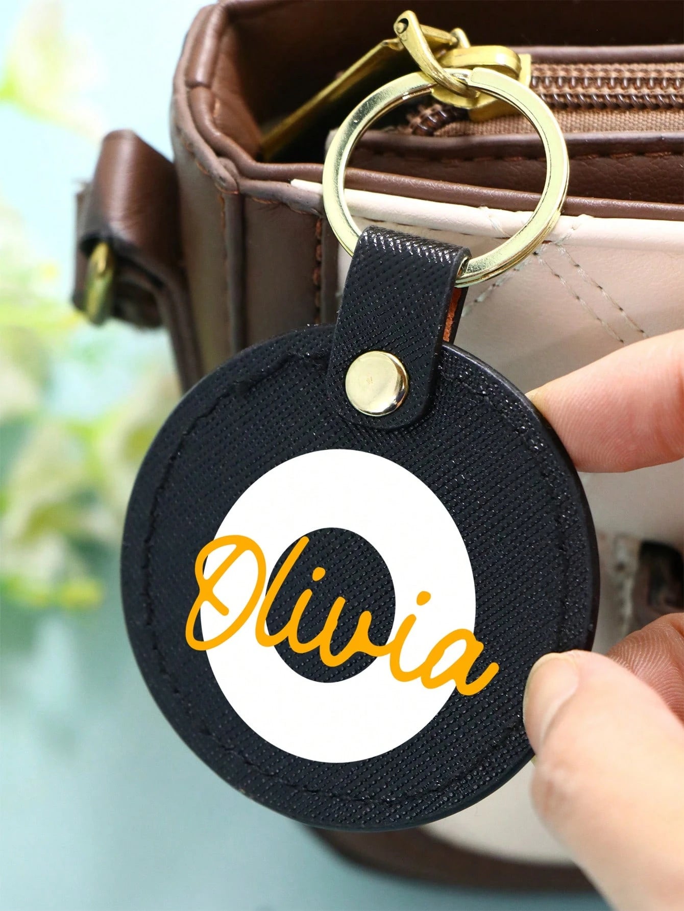 Custom Initial & Name Keychain, Personalized Round Letter Keyring, Unisex, Fashion Bag Charm, Couple Customized Letter Keychain, Anniversary Gift
