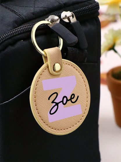 Custom Initial & Name Keychain, Personalized Round Letter Keyring, Unisex, Fashion Bag Charm, Couple Customized Letter Keychain, Anniversary Gift