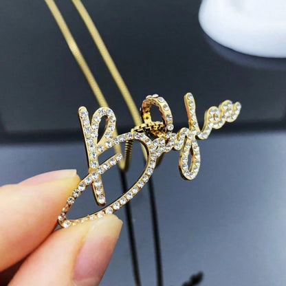 Custom Name Necklace For Women,Personalized Name Plates Necklace, Sparkling Iced-Out Jewelry, Luxurious Bling Jewelry Gifts, Suitable For Christmas