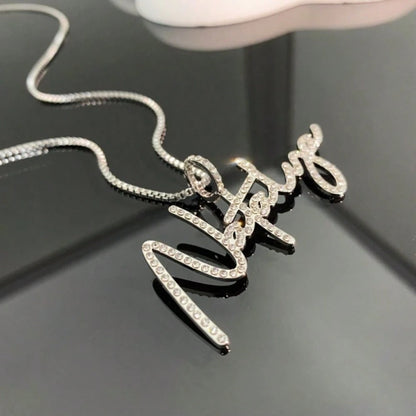 Custom Name Necklace For Women,Personalized Name Plates Necklace, Sparkling Iced-Out Jewelry, Luxurious Bling Jewelry Gifts, Suitable For Christmas