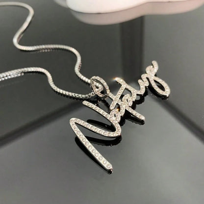 Custom Name Necklace For Women,Personalized Name Plates Necklace, Sparkling Iced-Out Jewelry, Luxurious Bling Jewelry Gifts, Suitable For Christmas