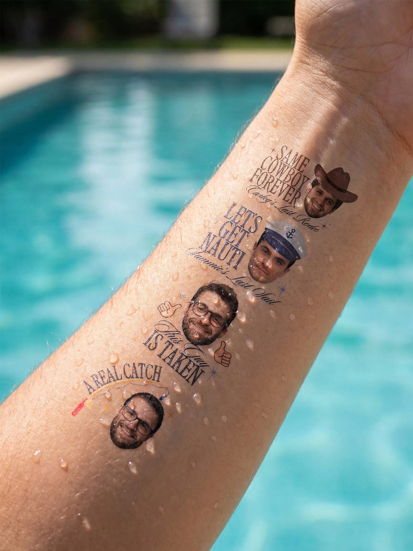 Custom Photo Temporary Tattoo Stickers, Personalized Name Face Tattoo Stickers, Customizable Bachelor Party Tattoo Stickers, Customizable Image Funny Body Decoration Stickers, Suitable For Bridal Show