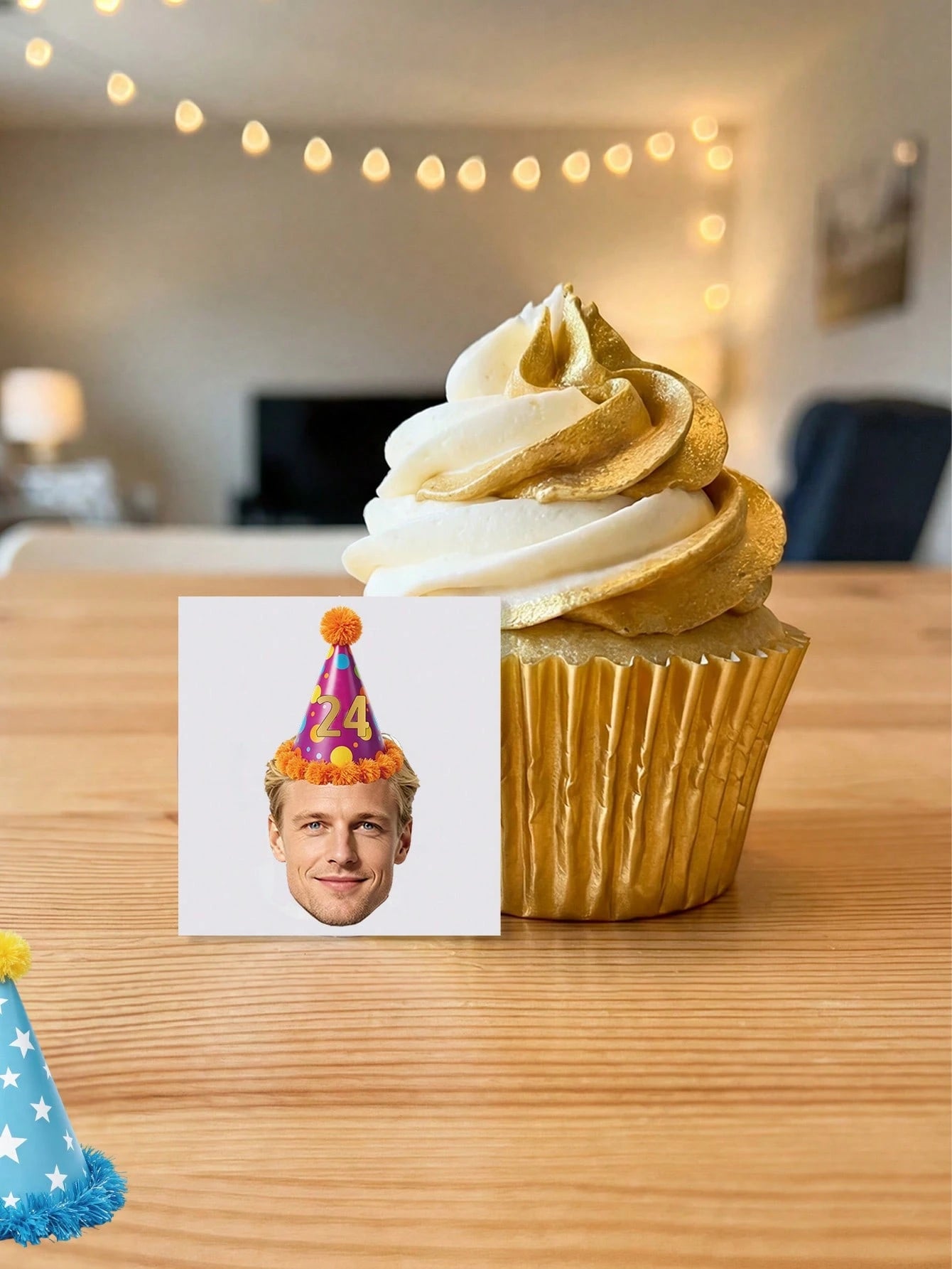 Customizable Temporary Birthday Face Tattoos, Personalized Photo And Text Tattoo Stickers, Cute Party Hat-Shaped Body Decorations, Customizable Celebratory Tattoos, Customizable Pictures, Holiday Part